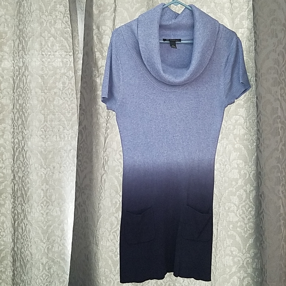 Blue Knit Tunic Sweater